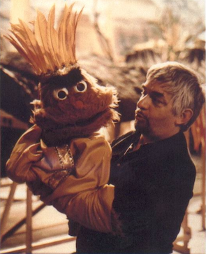 Horst Lateika mit Nepomuk als Sonnenkönig Sarastro, 1986.