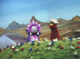 Galaktika und Kasi auf einer Blumenwiese, 1979.